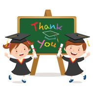 Graduation kids with board isolated N2