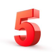 3d shiny red number 5 N5