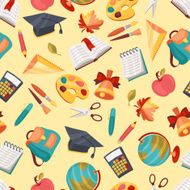 School seamless pattern with education icons and symbols N4