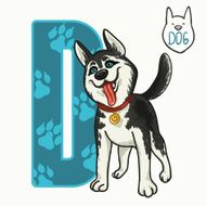 letter d husky dog N2