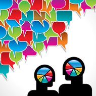 people meet and talk with wheel graphics