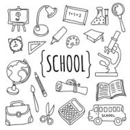 Vector hand drawn school and college education objects icons N2