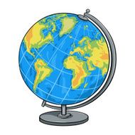 Vector Cartoon School Geographical Globe N2