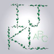 floral leaves view alphabet ijkl green N2