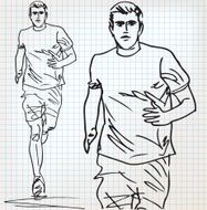 male runner sketch illustration N5