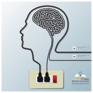 Head And Brain Shape Electricline Education Infographic Background