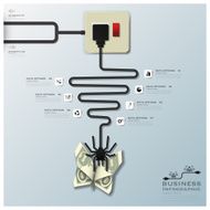 Spider Web With Money Butterfly Electric Wire Line Business Infographic N2