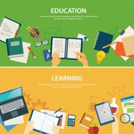 education and learning banner flat design template