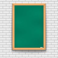 Green school board brick wall