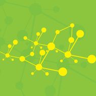 Molecule green background yellow molecules