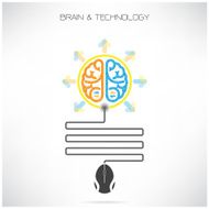 Creative brian symbol with computer mouse sign