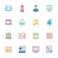 School &amp; Education Icons Set 2 - Colored Series N2