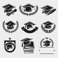 Graduation cap labels set Vector