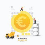 Infographic business euro coin shape template design building to