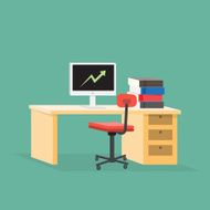 Desk office workplace flat design