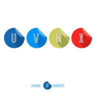 U V W X- Flat Design Paper Button Alphabet