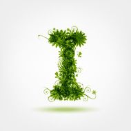 Green eco letter I for your design