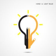 Creative light bulb and hand icon abstract logo design