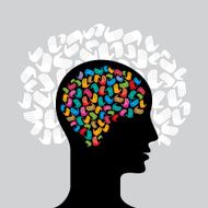 Head with Caring hands abstract vector illustration N2