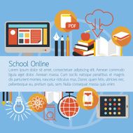 School Online E-Learning Objects Layout Background