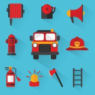 Fireman Vector Set of firefighting equipment