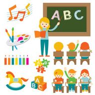 Kindergarten Preschool Teacher and Kids Set B N2