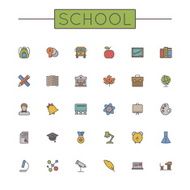 Vector Colored School Line Icons