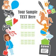 Children Toys Text Template Frame Card Vector Illustration N2