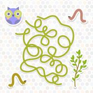 owl bird labyrinth game for Preschool Children Vector N2