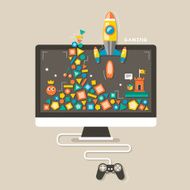 flat design icons concept of computer games