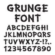 Grunge Letters and Numbers on White Background