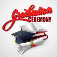 Graduation Ceremony Book hat and certificate Vector illustration N3