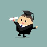 Vector of Happy boy on graduation day holding diploma N2