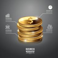 Infographic Gold Coin Business Template Concept Vector