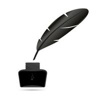 inkwell with black ink and quill eps10