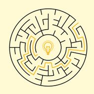creative round maze with bulb icon