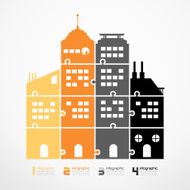 infographic Template city tower jigsaw banner