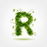 Green eco letter R for your design