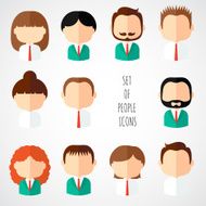 Office people icons set Man Woman Flat style Faces characters N2