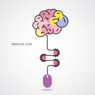 Creative brain idea concept and computer mouse symbol Progression of concept