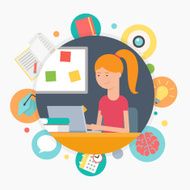 Online education e-learning concept vector illustration