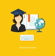 Student flat illustration with icons N2