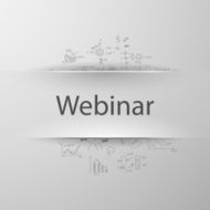 Education concept inscription &ldquo;webinar&rdquo; with formulas on the background