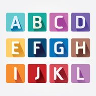 Vector Alphabet colorful Font with Shadow Style N2