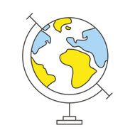Flat line Earth globe icon