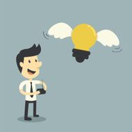 Businessman control lightbulb ideas concept
