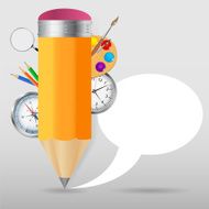 Pencil with speech bubble Vector illustration N2