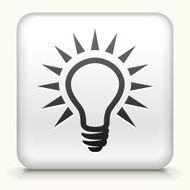 Square Button with Lightbuble interface icon