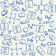 Chemical doodles on school squared paper N2