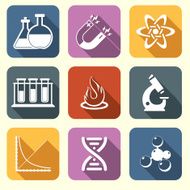 Physics science icons flat